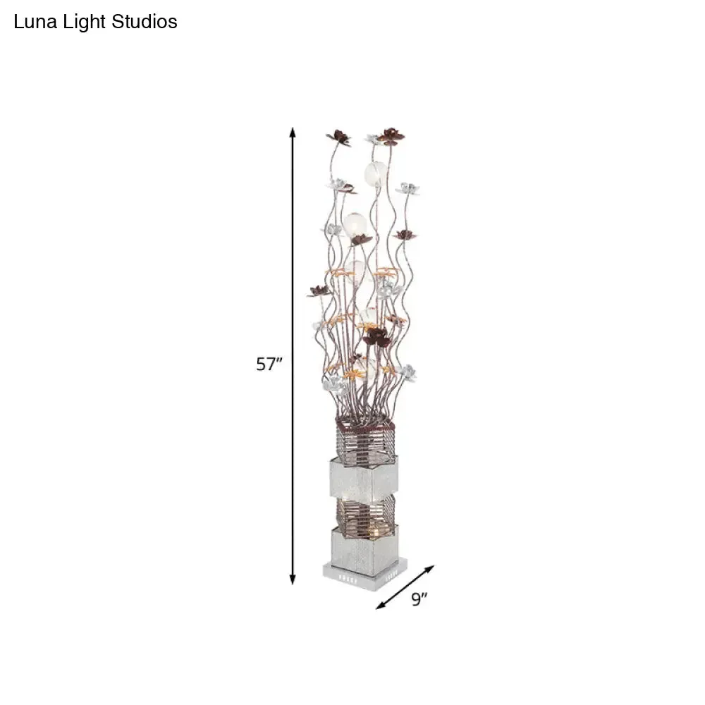 Curved Stick LED Floor Lamp in Warm/White Light - Modern Aluminum Bloom Design for Art Decor and Coffee Ambiance