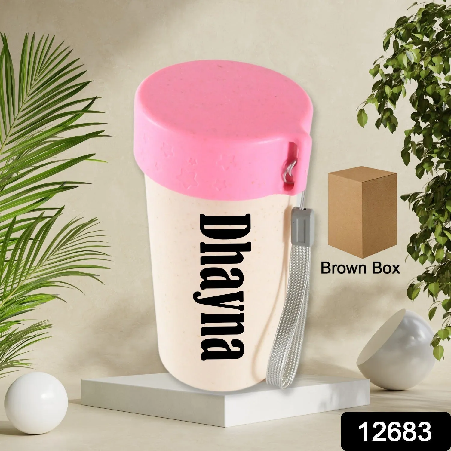 Customize Travel Coffee Cup Portable Water Bottle Wheat Straw Coffee Tea Mug Coffee Mug with Lids for Coffee Tea (300 ML Approx)