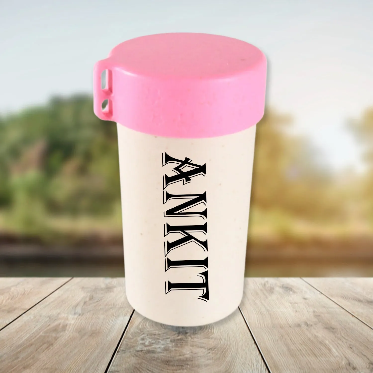 Customize Travel Coffee Cup Portable Water Bottle Wheat Straw Coffee Tea Mug Coffee Mug with Lids for Coffee Tea (300 ML Approx)