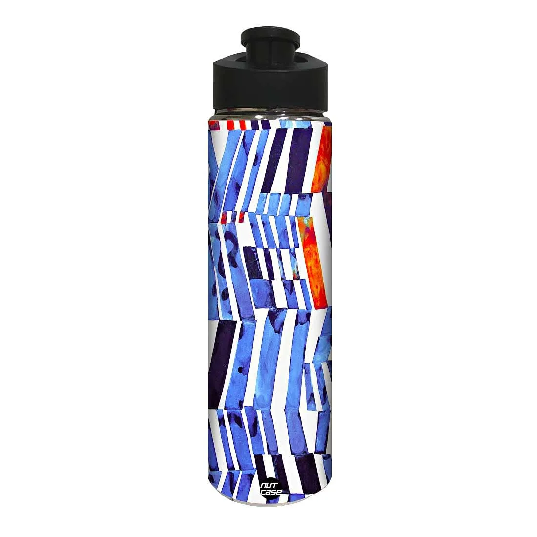 Designer Stainless Steel Sipper Bottle -  Blue Lines