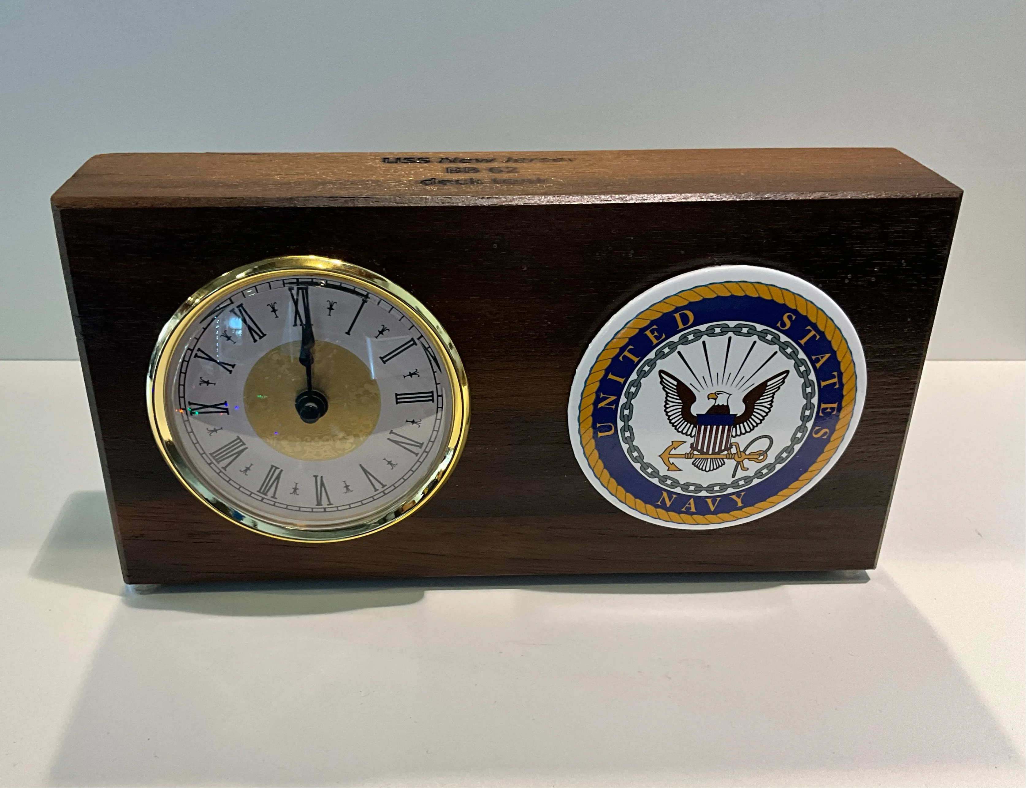 Display Teak with navy emblem