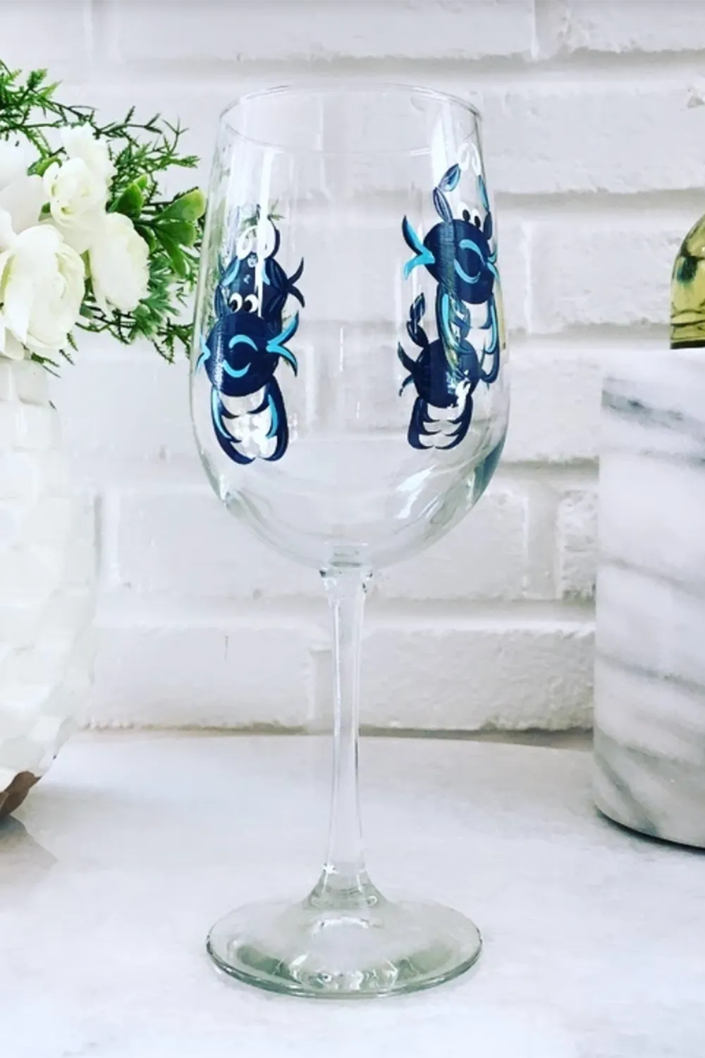 DJ Stemmed Wine Glass - Crab Navy