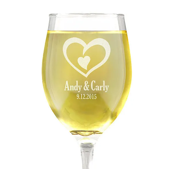 Double Heart Design Wine Glass