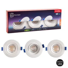 Downlight Round Led 5W 3000K Non Dimmable 3 Pack