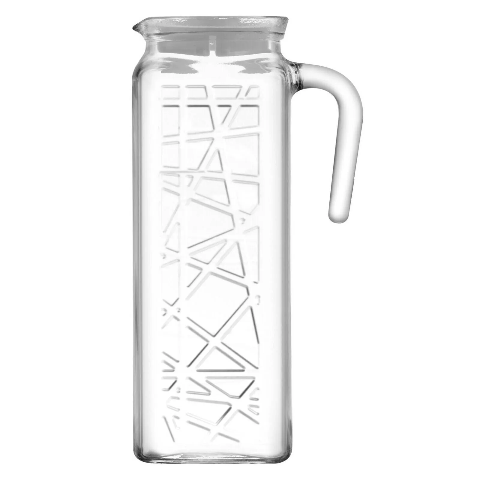 Elegant Glass Pitcher with Lid and Handle for Water, 40.5oz