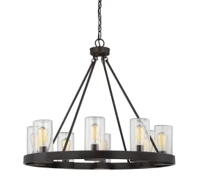 English Bronze Outdoor 8 Light Chandelier