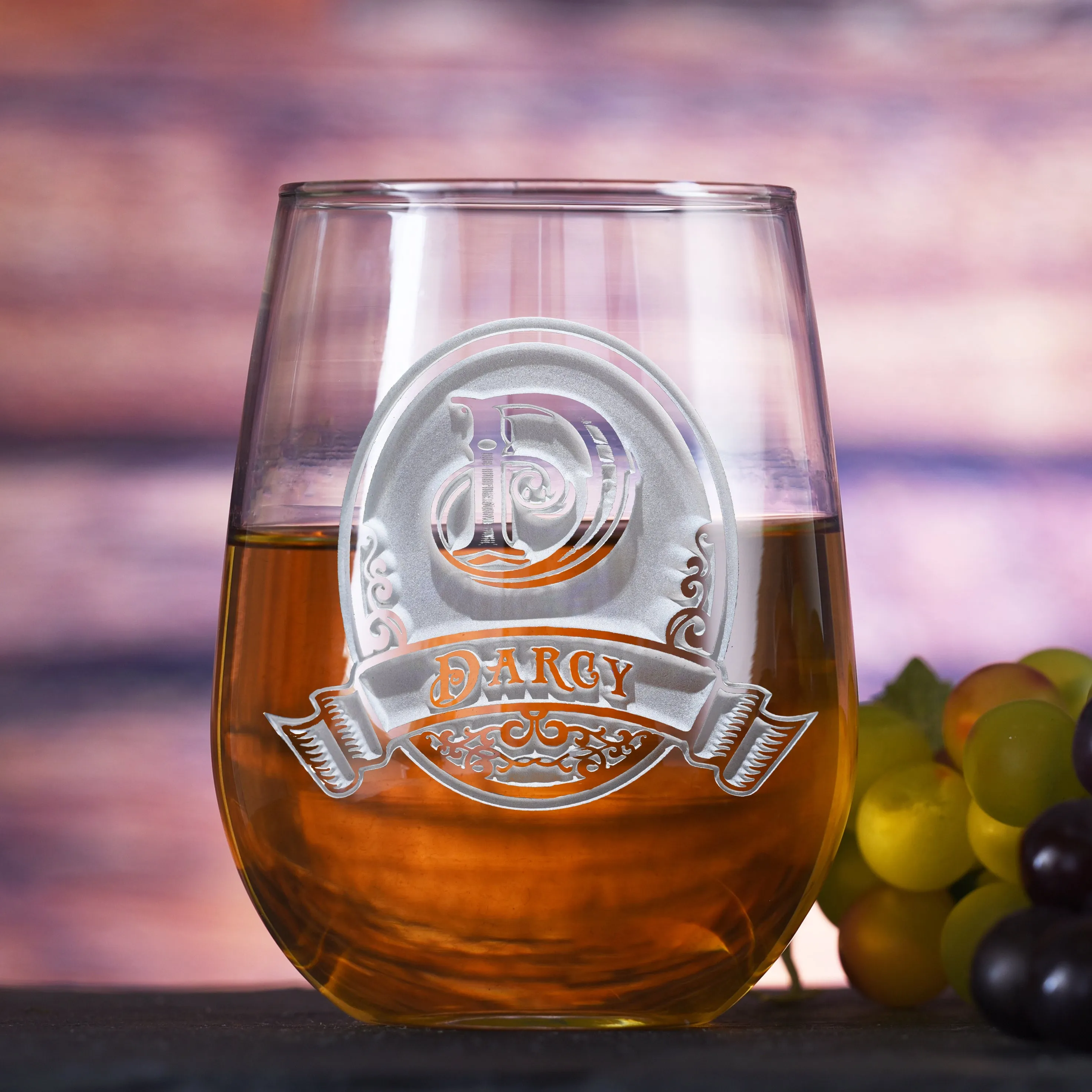 Engraved Stemless Wine Glasses