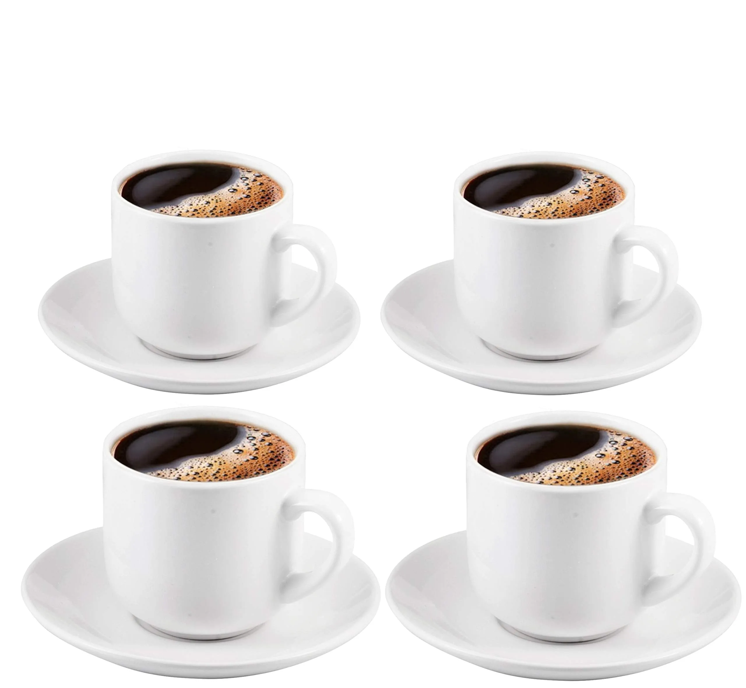 Espresso Cups with Saucers by Bruntmor - 4 ounce - Multi-Color, Chip Resistant, Stackable