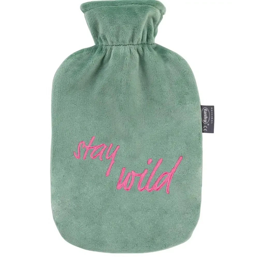 Fashy Hot Water Bottle With Removeable Cover Stay Wild! Green Pink