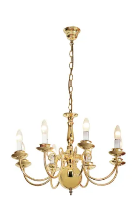 Flemmish 8Lt Chandelier 620Mm P/Brass