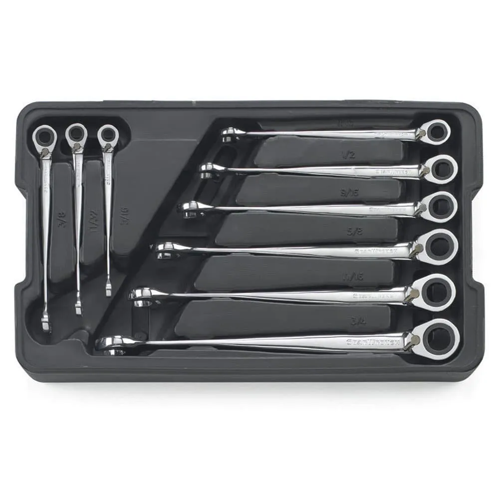 GearWrench 85398 9 Pc. 72-Tooth 12 Point Reversible XL X-Beam Ratcheting Combination SAE Wrench Set