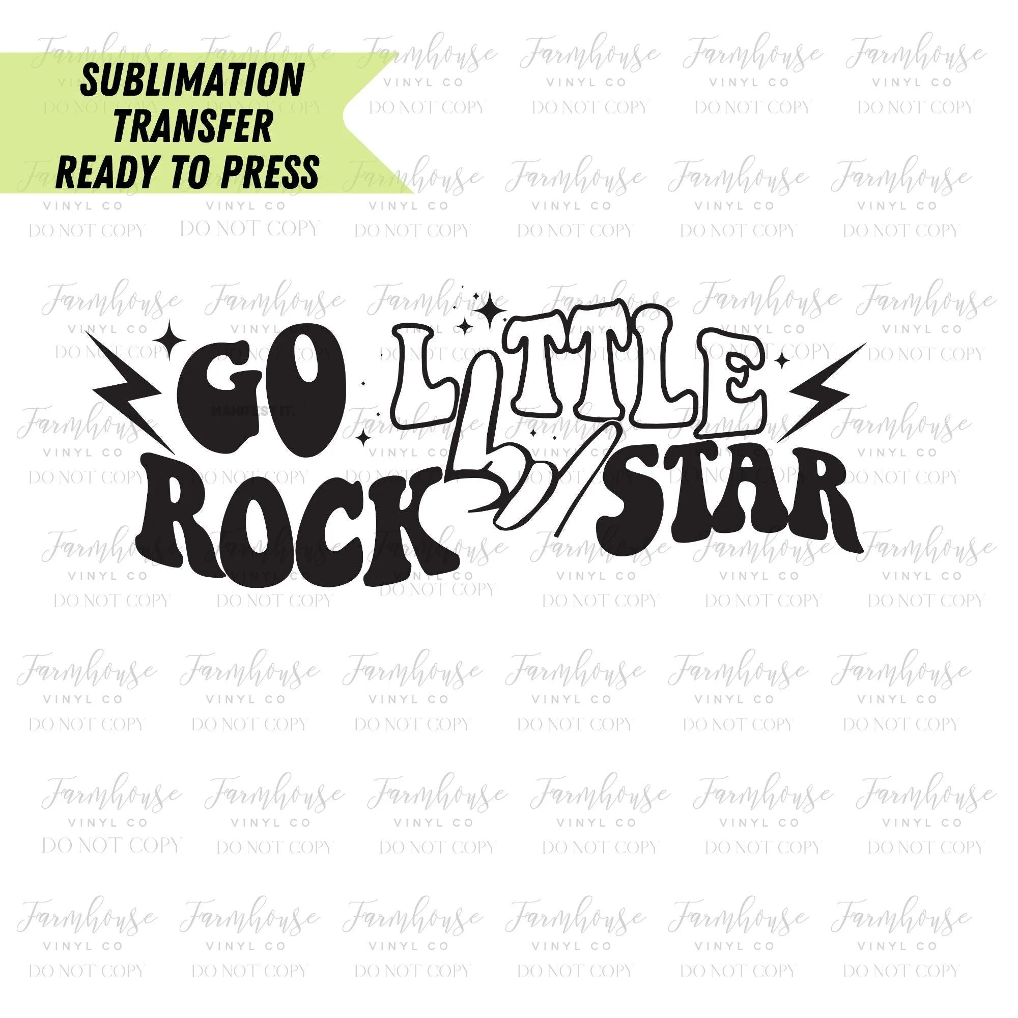 Go Little Rockstar, Ready to Press Sublimation Transfer, Sublimation Transfers, Heat Transfer, Ready to Press, Retro Design Transfer