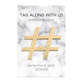 GOLD HASHTAG BOTTLE OPENER FAVOUR - TAG ALONG WITH US