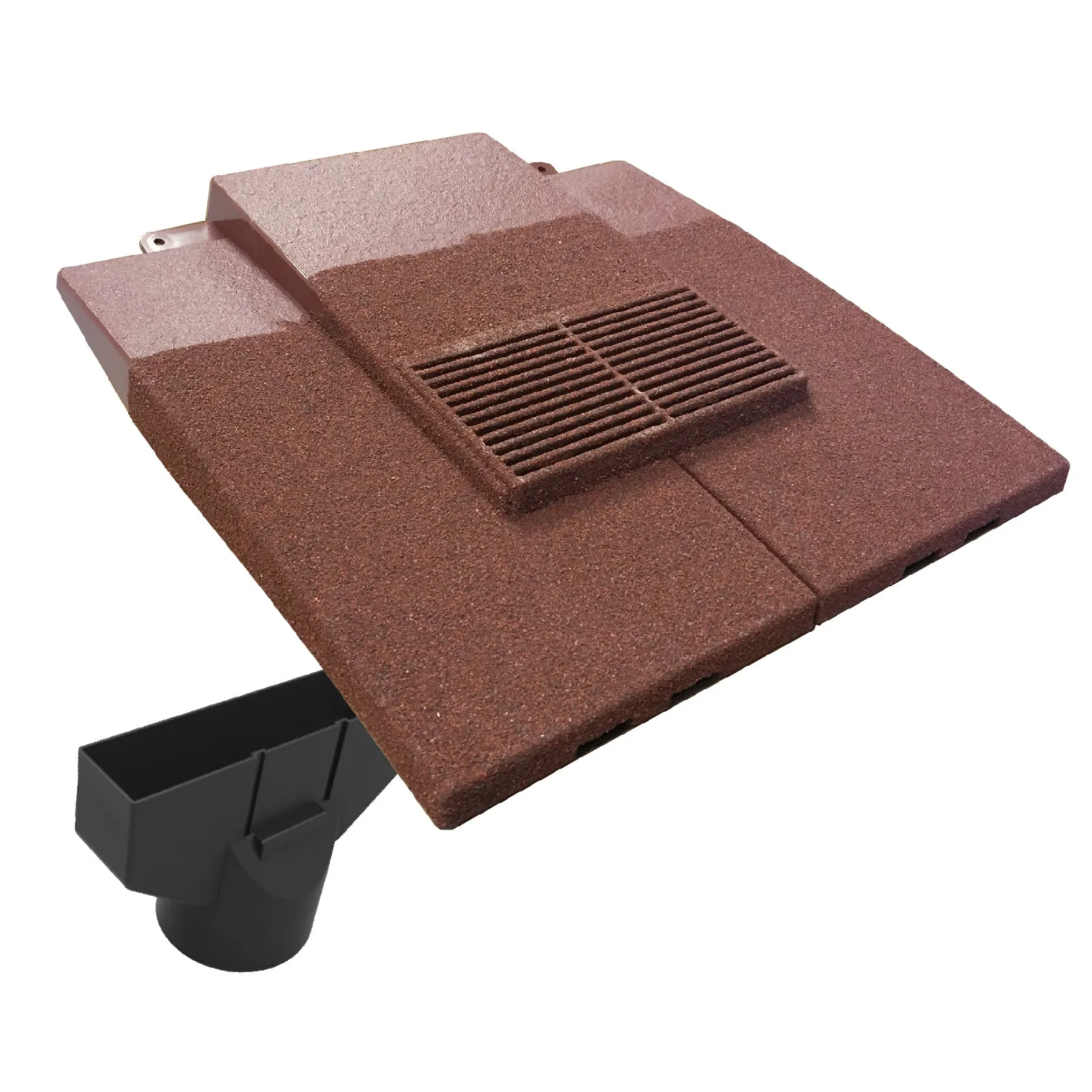 Granulated Old Red Plain In-line Roof Tile Vent & Pipe Adapter