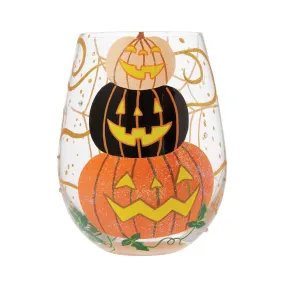 Hello Halloween Hand Painted Stemless Wine Glass