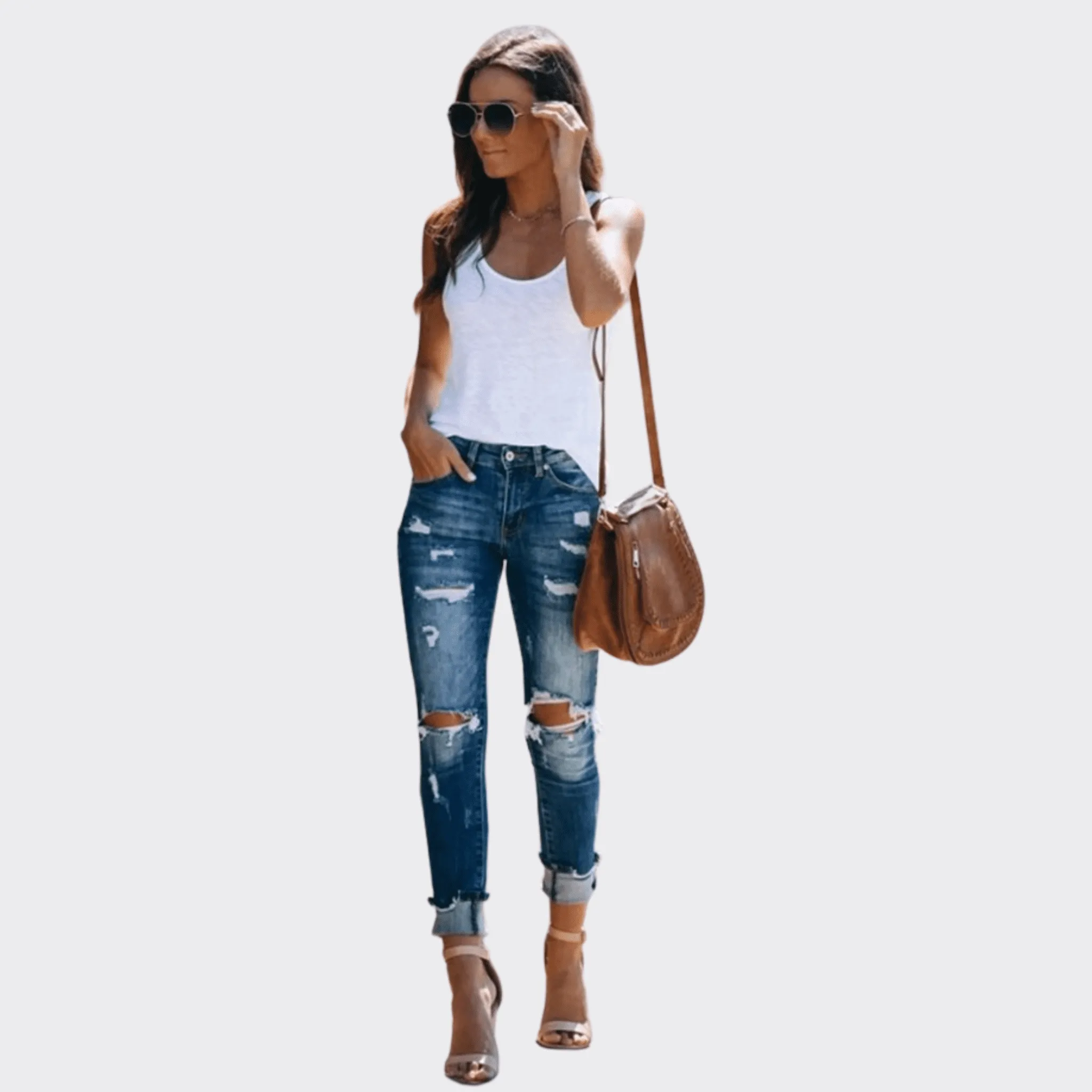 High-Waisted Stretch Jeans