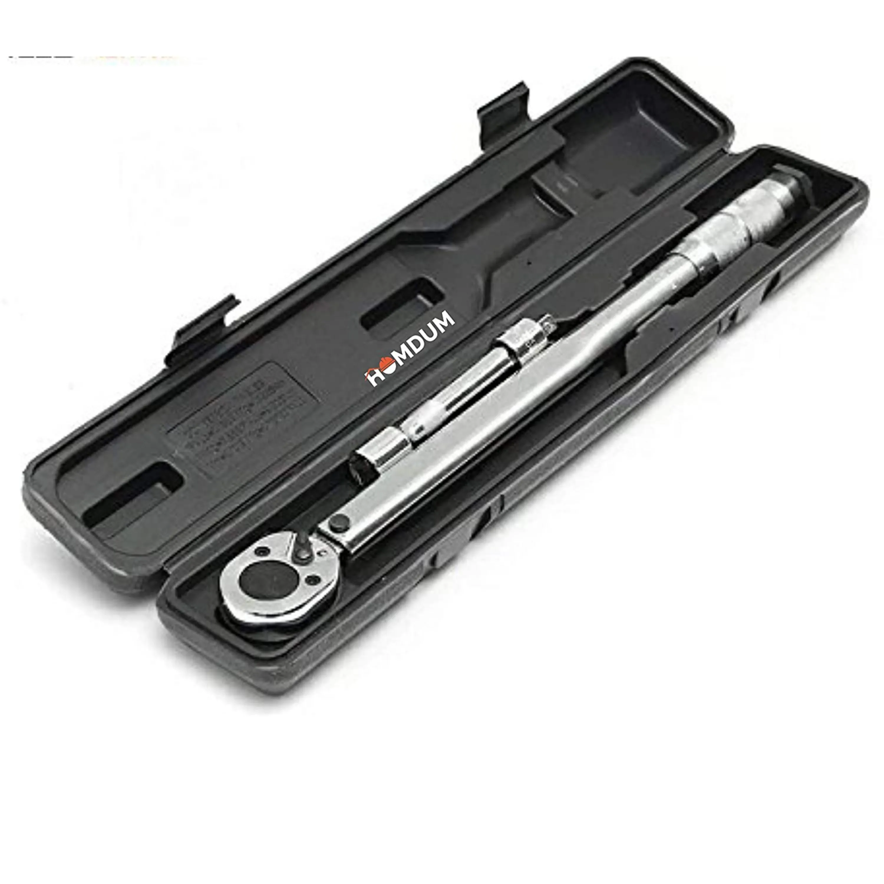 Homdum 1/2inch Square Drive Micrometre Adjustable Torque Wrench 10-150ft-lbs 28-210nm With 3 Piece Sockets and 1pc 100mm extension bar.