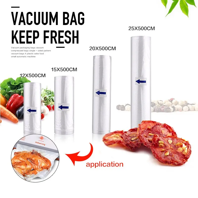 Home Kitchen Food Vacuum Sealer Bags 4 rolls 12 15 20 25x500cm Film Container Food Sealer Saver Bags Vacuum Packing Machine