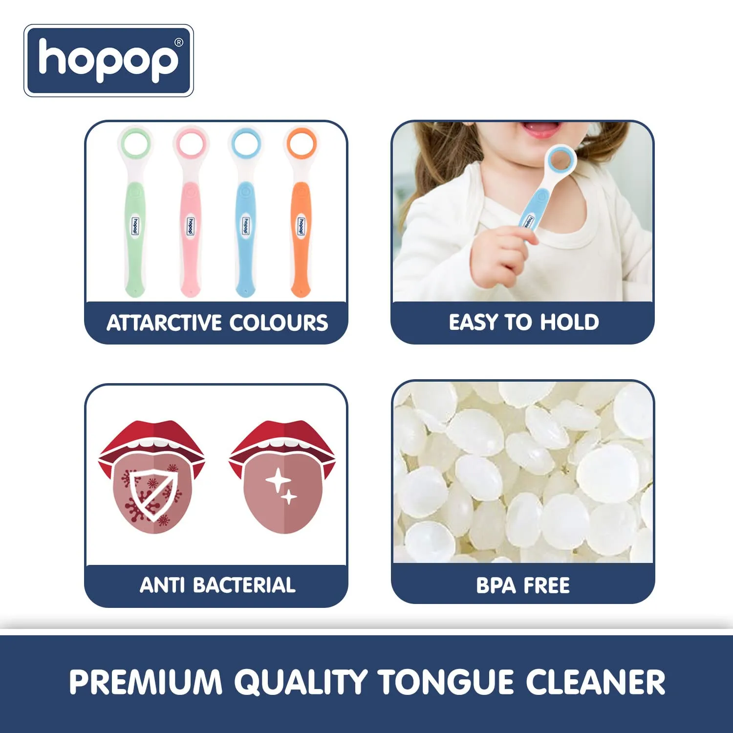 HOPOP Tongue Cleaner For Babies - Green 3m 