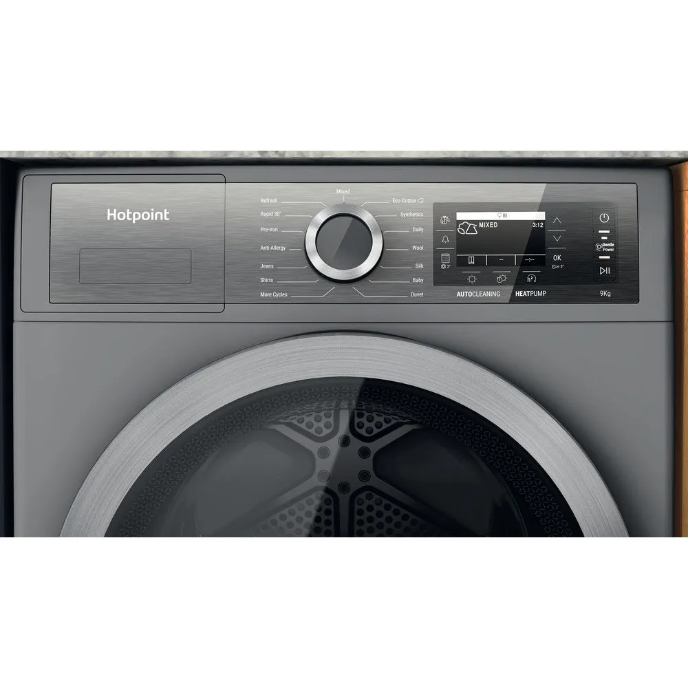 Hotpoint H8D94SBUK Gentlepower 9kg Heat Pump Tumble Dryer Silver