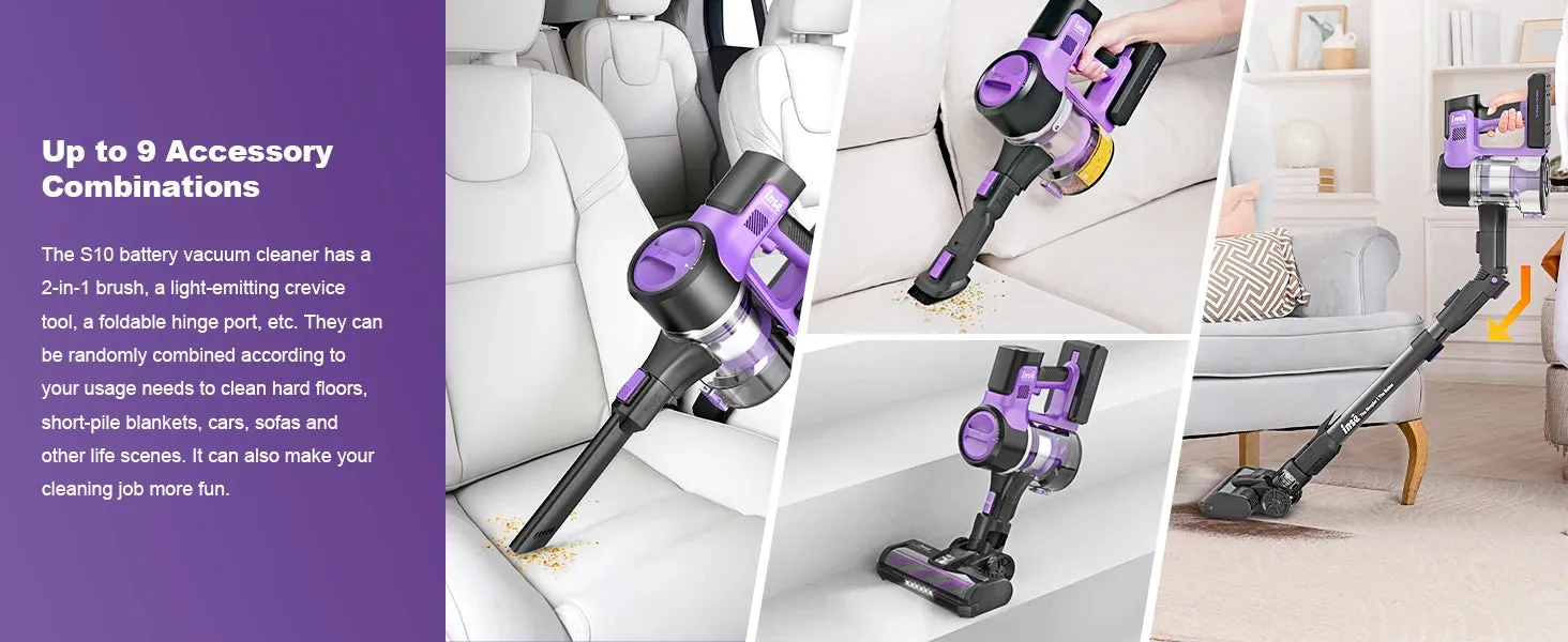 INSE S10 Cordless Vacuum Cleaner, 6-in-1 Stick Vacuum with 30Kpa 350W Suction, Max 50 Min Runtime Rechargeable Vacuum Cleaner