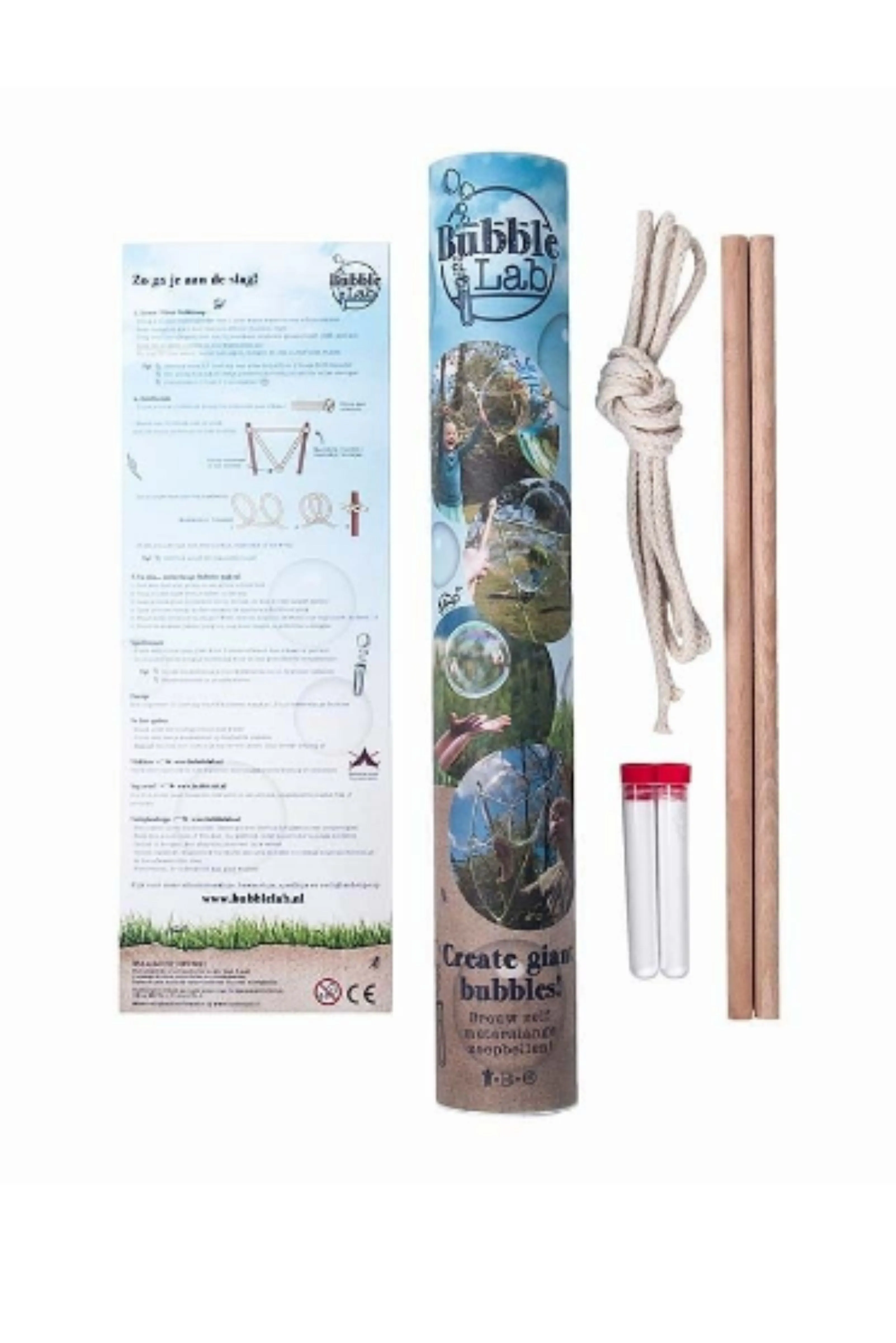 Jiminy BubbleLab Basic Giant Bubble Kit - 1 wand-and-rope, 5 litres bubblemix - ADD FAIRY LIQUID