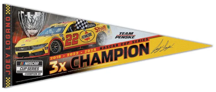 Joey Logano 2024 NASCAR Cup 3x Champion Premium Felt Collector's Pennant - Wincraft