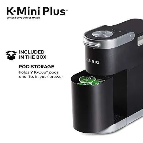 Keurig K-Mini Plus Coffee Maker, Single Serve K-Cup Pod Coffee Brewer, Comes With 6 to 12 Oz. Brew Size, K-Cup Pod Storage, and Travel Mug Friendly, Black