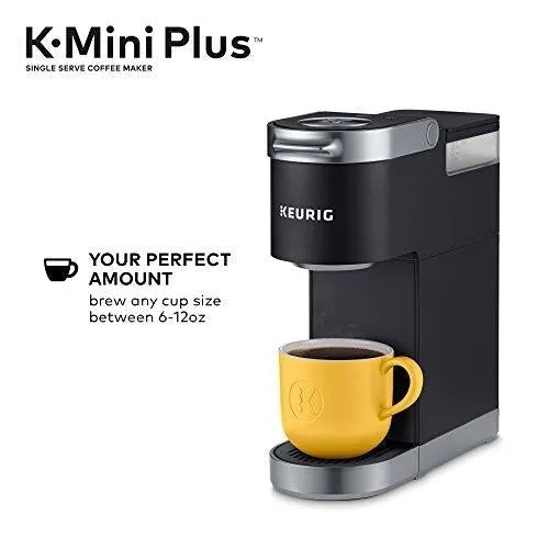 Keurig K-Mini Plus Coffee Maker, Single Serve K-Cup Pod Coffee Brewer, Comes With 6 to 12 Oz. Brew Size, K-Cup Pod Storage, and Travel Mug Friendly, Black