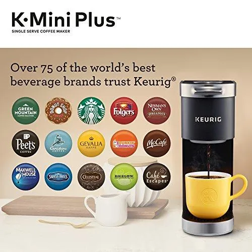 Keurig K-Mini Plus Coffee Maker, Single Serve K-Cup Pod Coffee Brewer, Comes With 6 to 12 Oz. Brew Size, K-Cup Pod Storage, and Travel Mug Friendly, Black