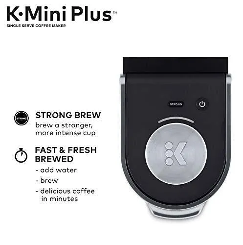 Keurig K-Mini Plus Coffee Maker, Single Serve K-Cup Pod Coffee Brewer, Comes With 6 to 12 Oz. Brew Size, K-Cup Pod Storage, and Travel Mug Friendly, Black