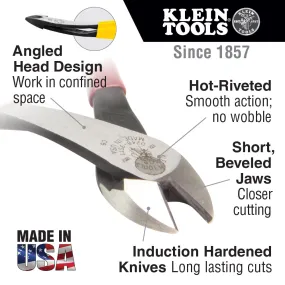 Klein 8" Diagonal Pliers Angled Head Cutting Pliers - D248-8-INS