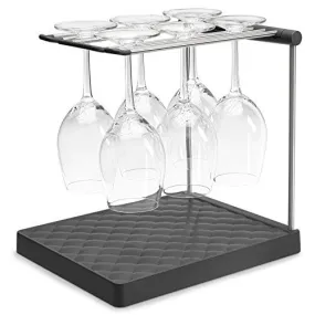 KOHLER Collapsible Wine Glass Holder or Drying Rack. Collapsible to 1.25", Holds Up To 6 glasses, Charcoal