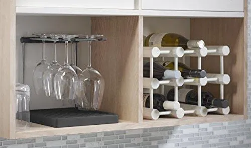 KOHLER Collapsible Wine Glass Holder or Drying Rack. Collapsible to 1.25", Holds Up To 6 glasses, Charcoal