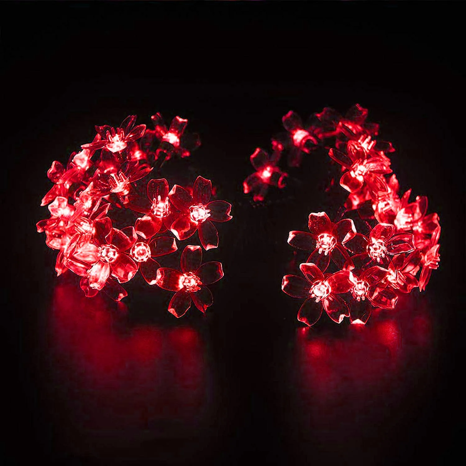 Kuber Industries 2 Pieces 28 Led Direct Plug Crystal Flower Designer 10 Meter String Light for Festivals and Home Decoration, Red-CTKTC22931