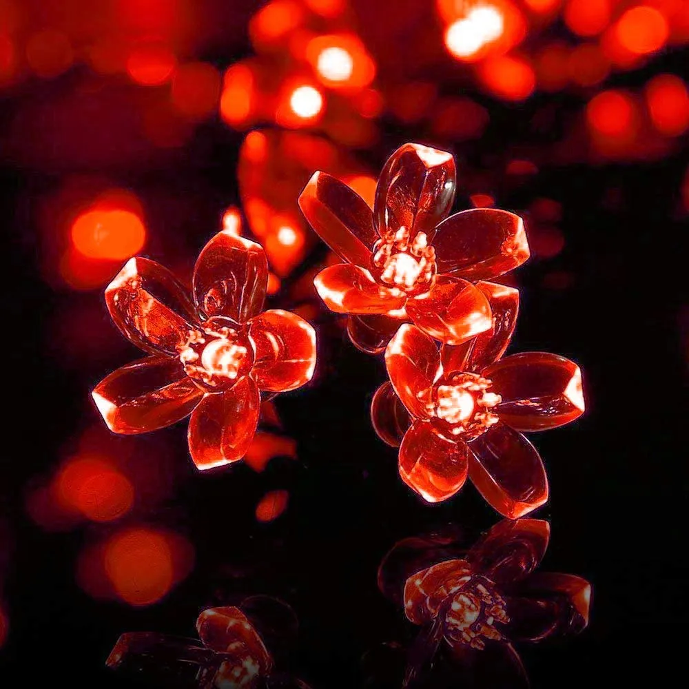 Kuber Industries 2 Pieces 28 Led Direct Plug Crystal Flower Designer 10 Meter String Light for Festivals and Home Decoration, Red-CTKTC22931