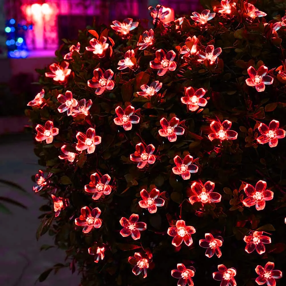 Kuber Industries 2 Pieces 28 Led Direct Plug Crystal Flower Designer 10 Meter String Light for Festivals and Home Decoration, Red-CTKTC22931