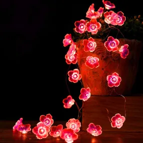 Kuber Industries 2 Pieces 28 Led Direct Plug Crystal Flower Designer 10 Meter String Light for Festivals and Home Decoration, Red-CTKTC22931