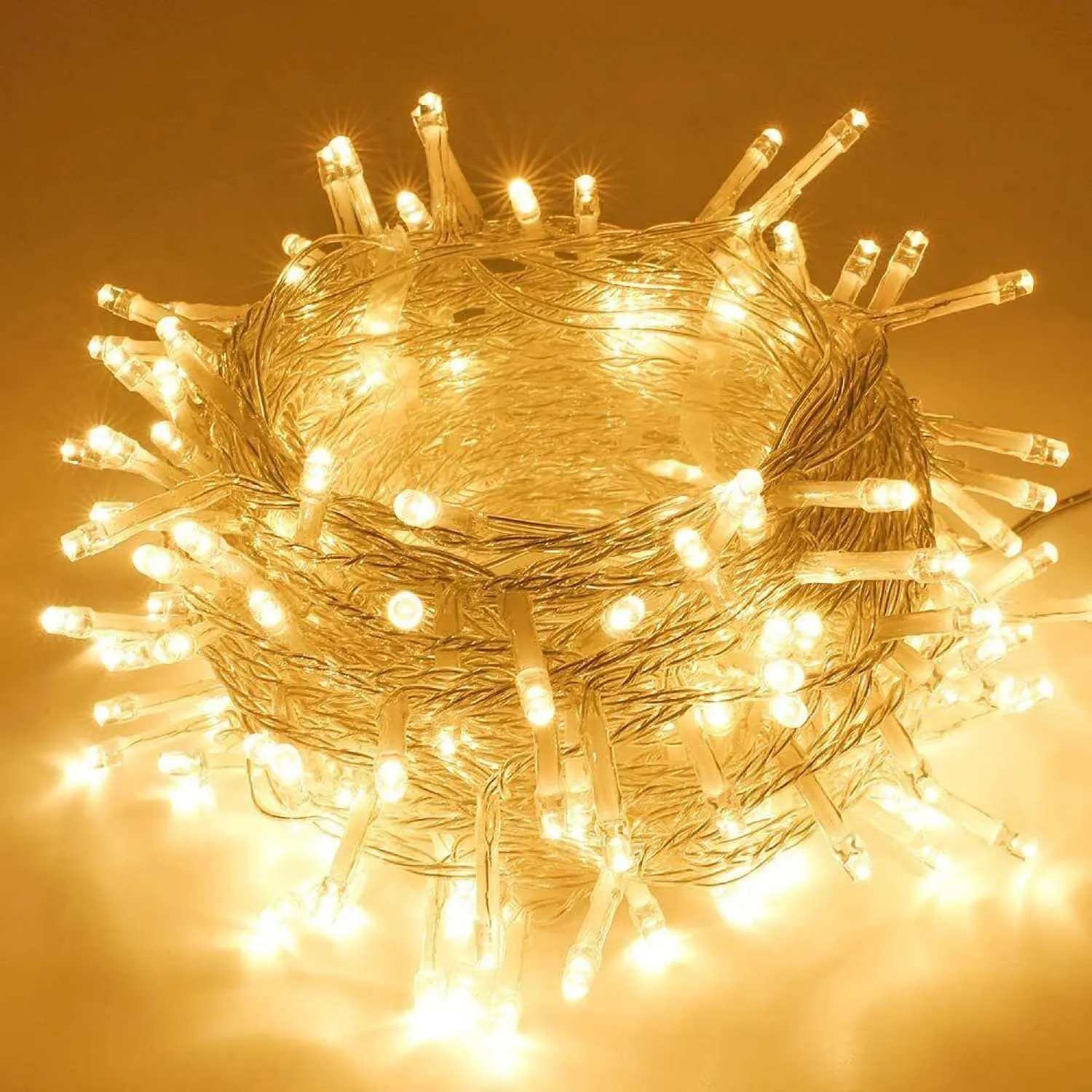 Kuber Industries LED String Lights | Diwali Rice Lights | Christmas Home Decoration Lights | Serial Bulbs String Lights | Lights for Décoration | 10 MTR | Pack of 3 | Warm White