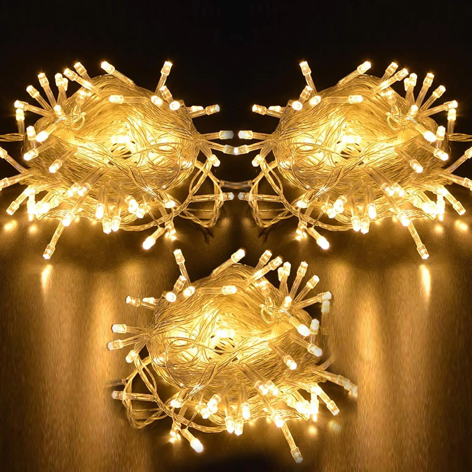 Kuber Industries LED String Lights | Diwali Rice Lights | Christmas Home Decoration Lights | Serial Bulbs String Lights | Lights for Décoration | 10 MTR | Pack of 3 | Warm White