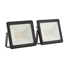 LED 20w Floodlight Black 4000K Twin Pack