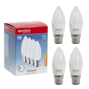 LED Candle Opal B22 5w WW 4Pc