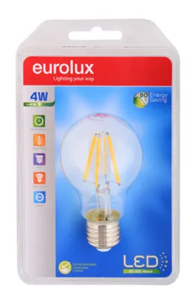 LED Clear Filament A60 E27 4w Warm White