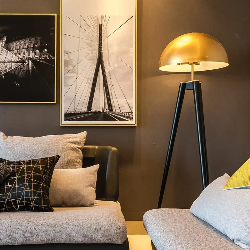 LED Floor Lamps: Stylish Gold-Black Fixture