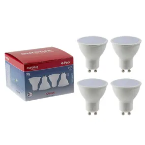 LED GU10 3w Cool White 4Pc Pack