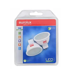 LED MR16 GU5.3 3w 3000K Twin Pack