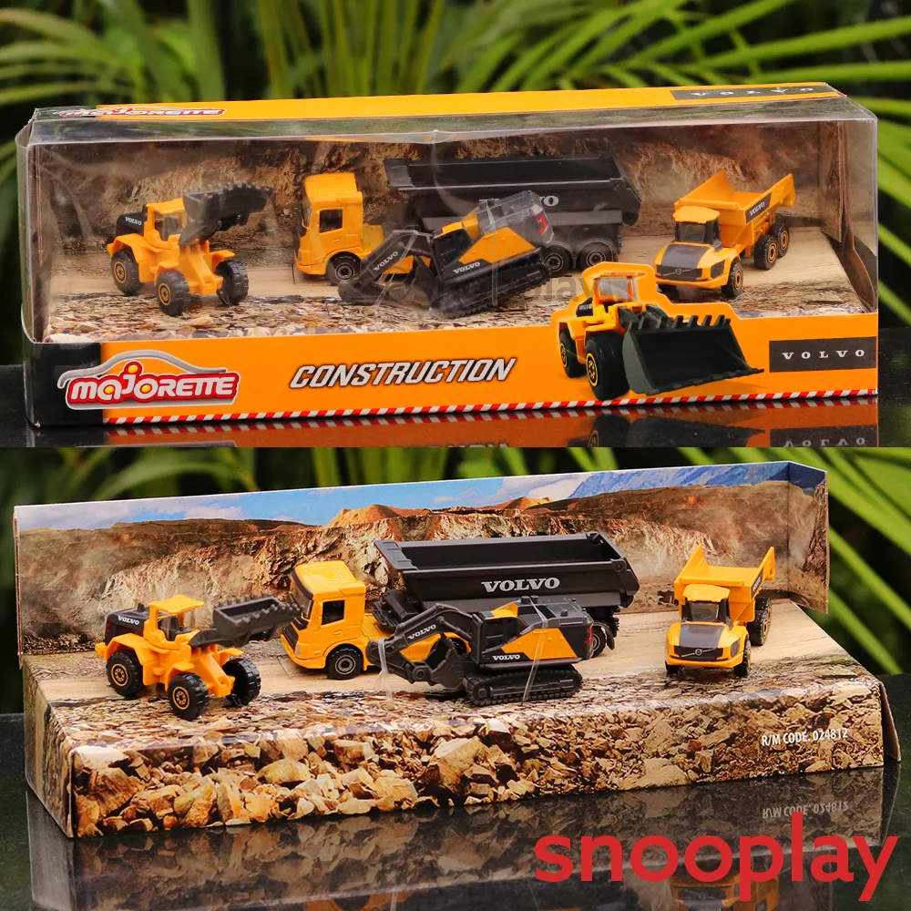 Licensed Volvo Construction Vehicles Set (Set of 4 Vehicles | Excavator, Wheel loader, Dump truck, Hauler)