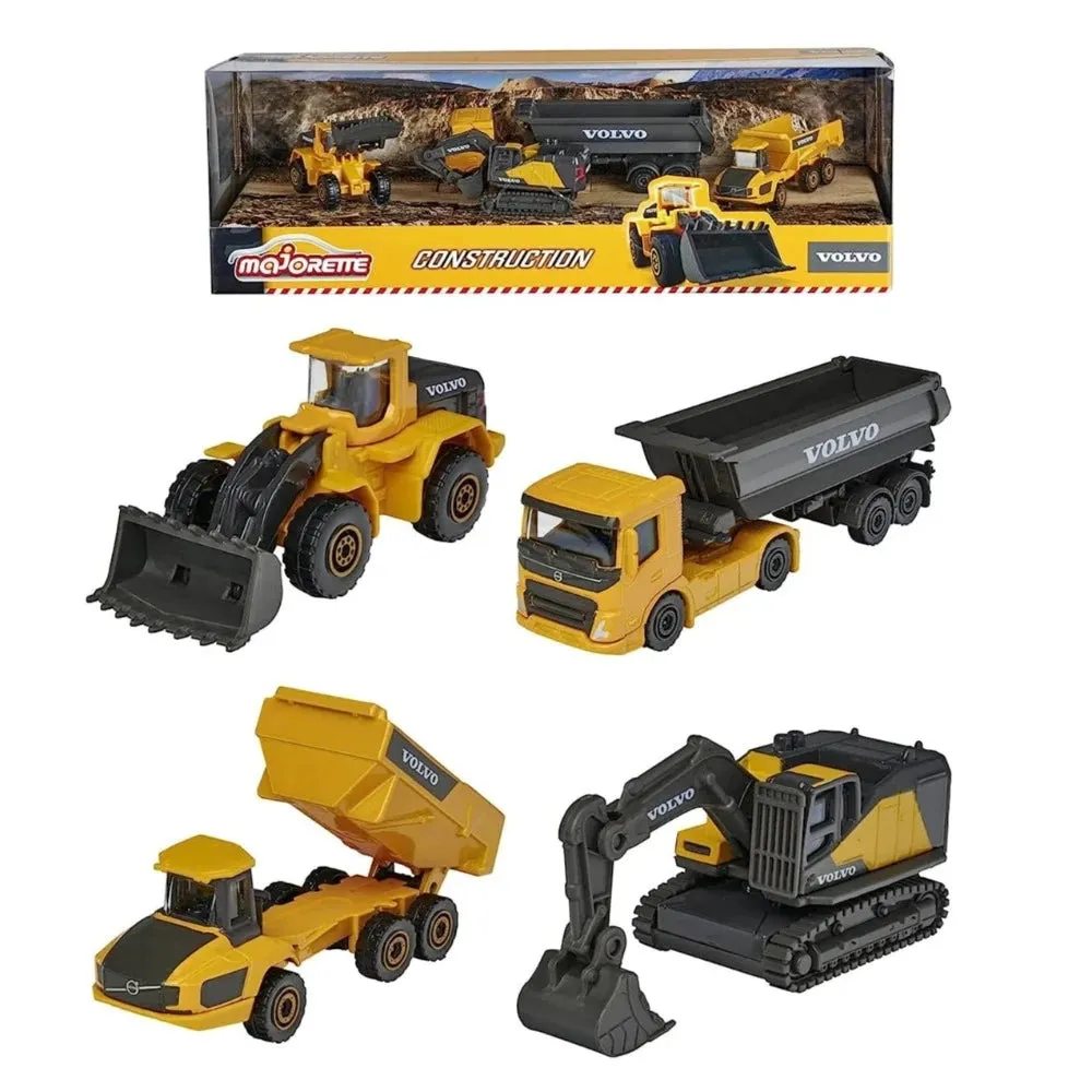 Licensed Volvo Construction Vehicles Set (Set of 4 Vehicles | Excavator, Wheel loader, Dump truck, Hauler)