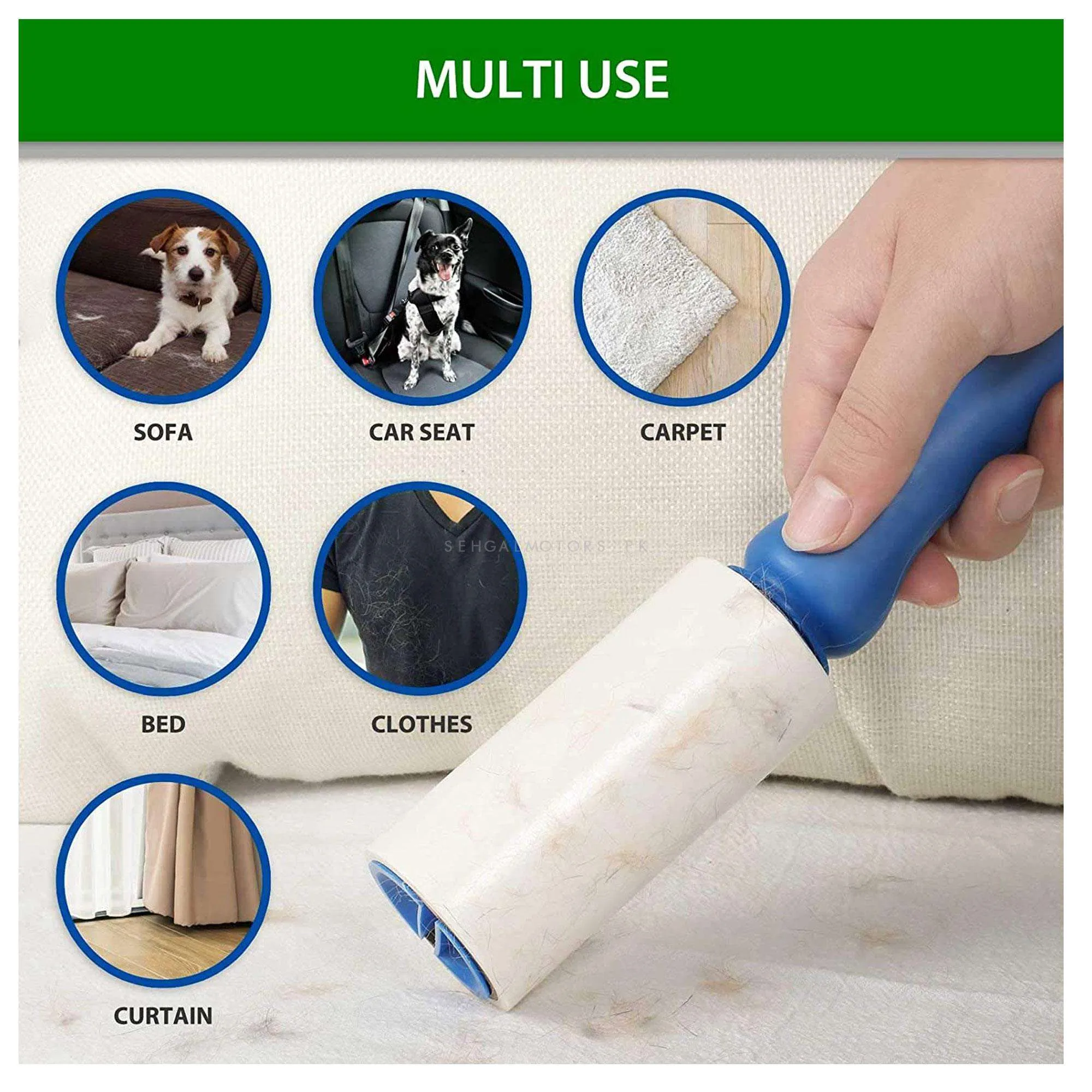 Lint Roller Pet Hair Cleaning Brush Style A - Multi - Car Clean | Carpet Clean Sticky Lint Brush