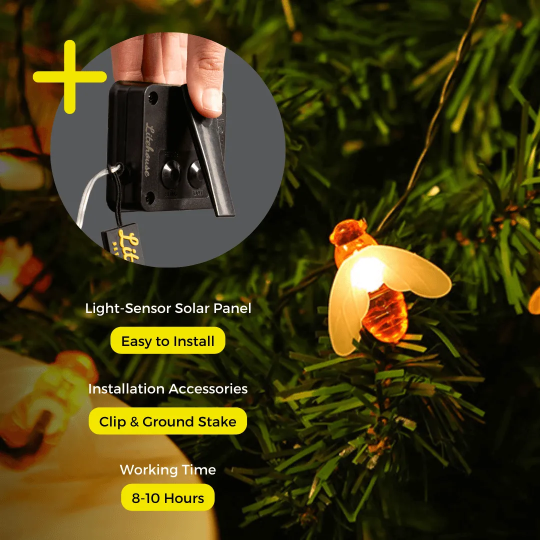 Litehouse Solar 50 Light Honey Bee Fairy Lights